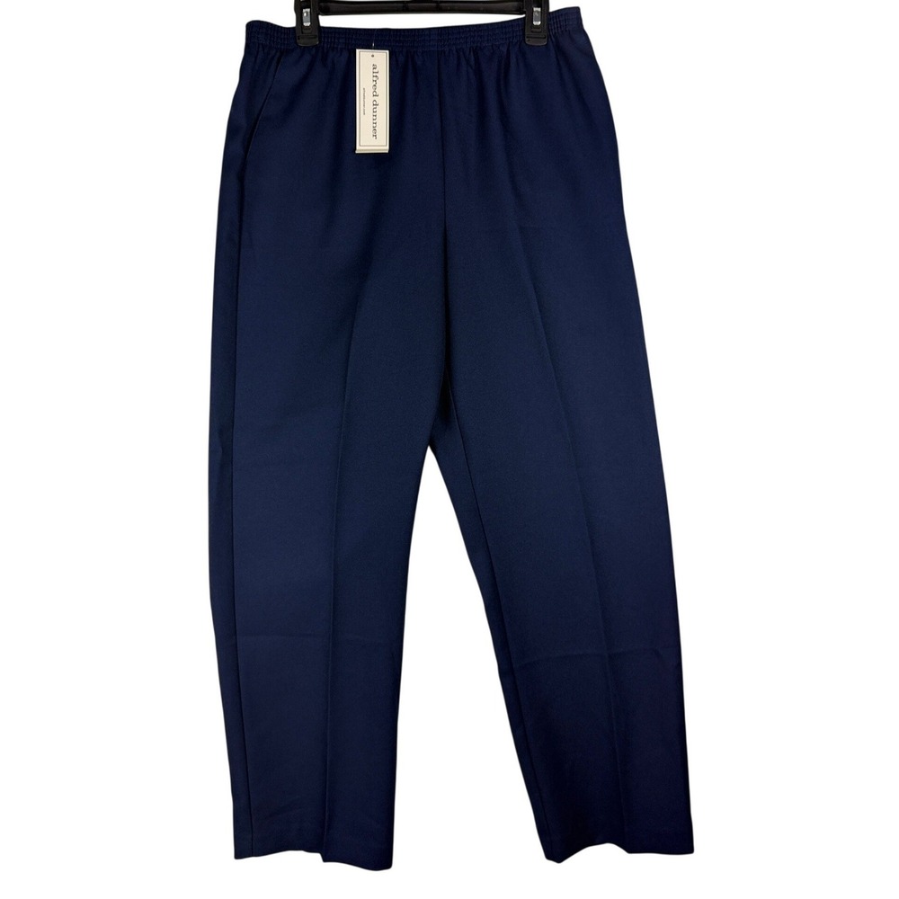 Alfred Dunner Classics Navy Blue Elastic Waist Straight Leg Pants Size 10 NWT